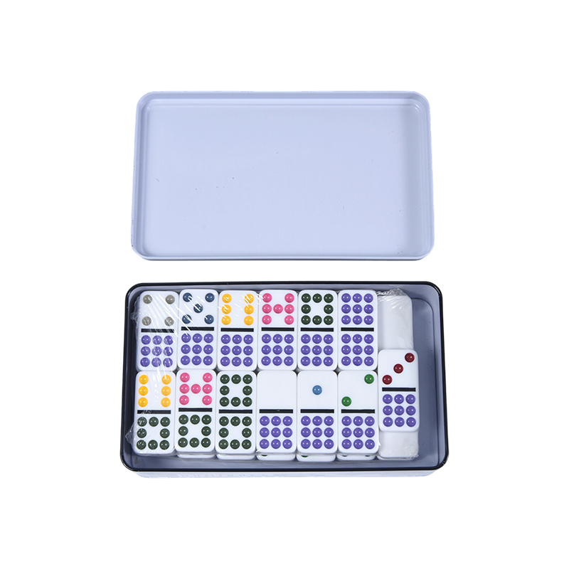 Color Dot Double Nine Tin box Precision Domino