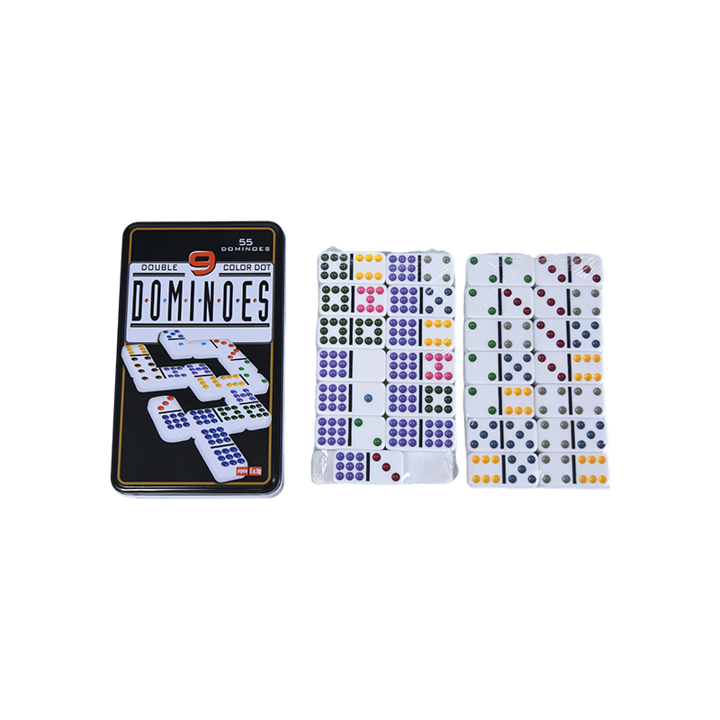Color Dot Double Nine Tin box Precision Domino
