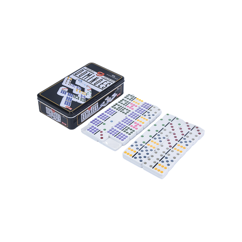 Color Dot Double Nine Tin box Precision Domino
