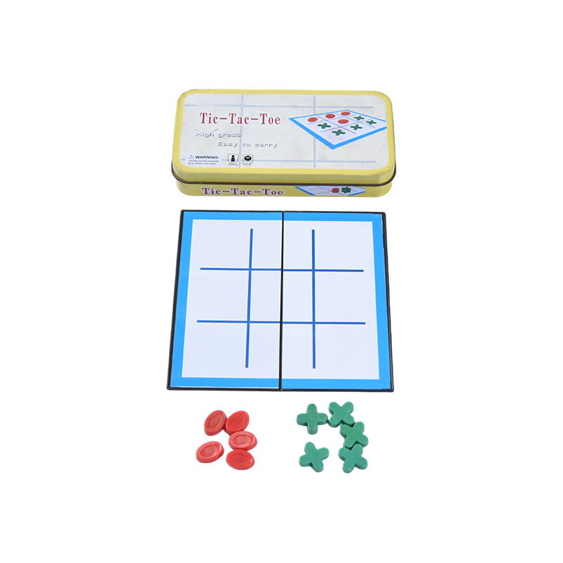 Kannettava klassinen Tic-Tac-Toe -setti metallisella säilytyskotelolla