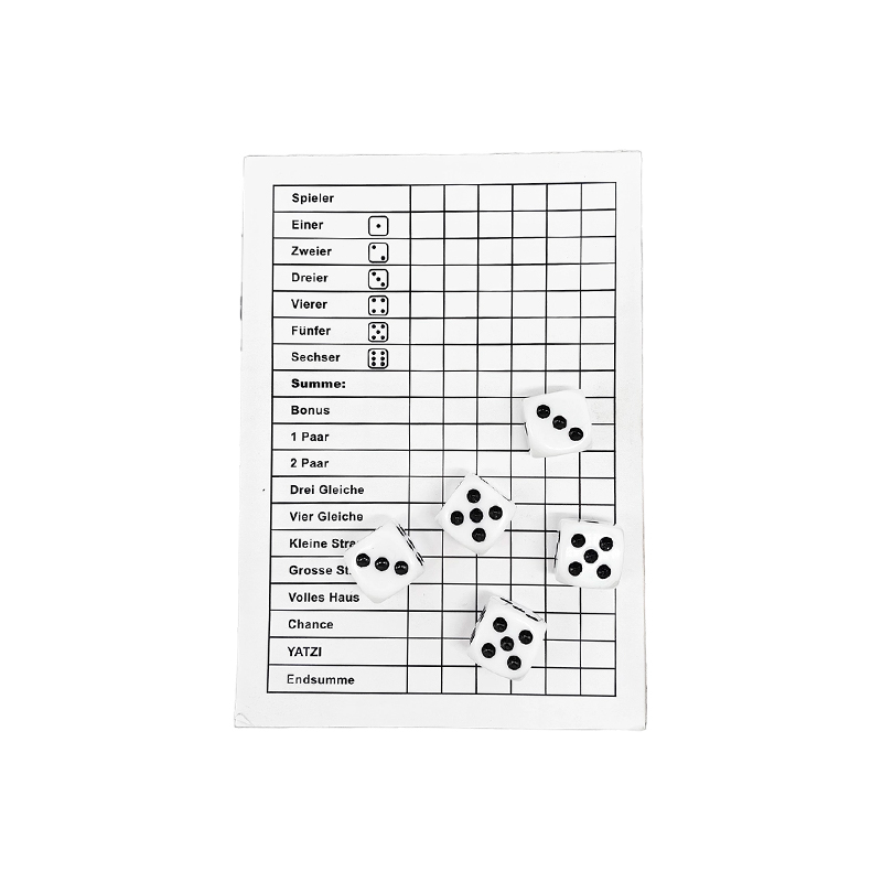 Klassinen noppapelien perusasiat YATZY Scoreboard Set