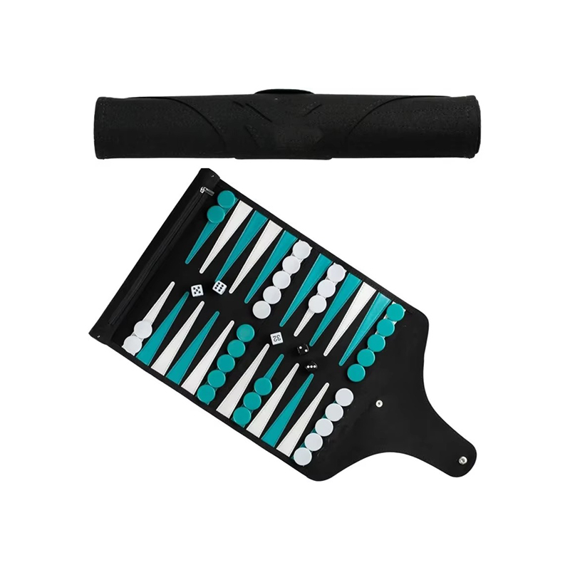 Nahkainen taitettava backgammon-setti - Kannettava eleganssia pelaamiseen