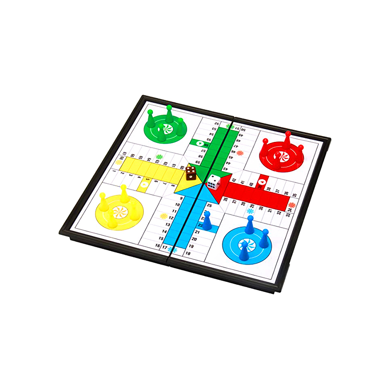 Kannettava magneettinen lautapeli noppaa ja palasilla Klassinen Ludo-pelisarja