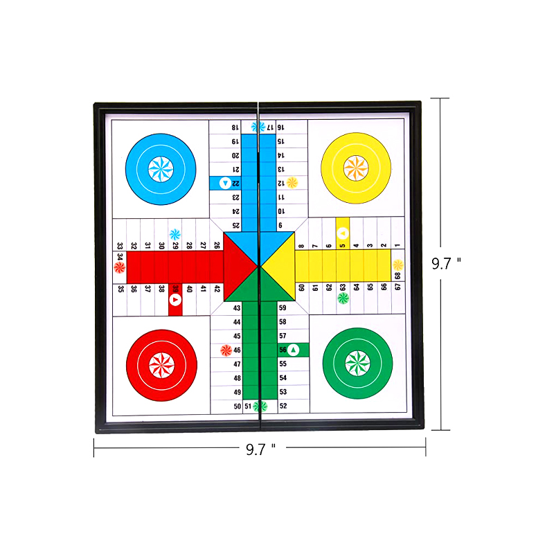 Kannettava magneettinen lautapeli noppaa ja palasilla Klassinen Ludo-pelisarja