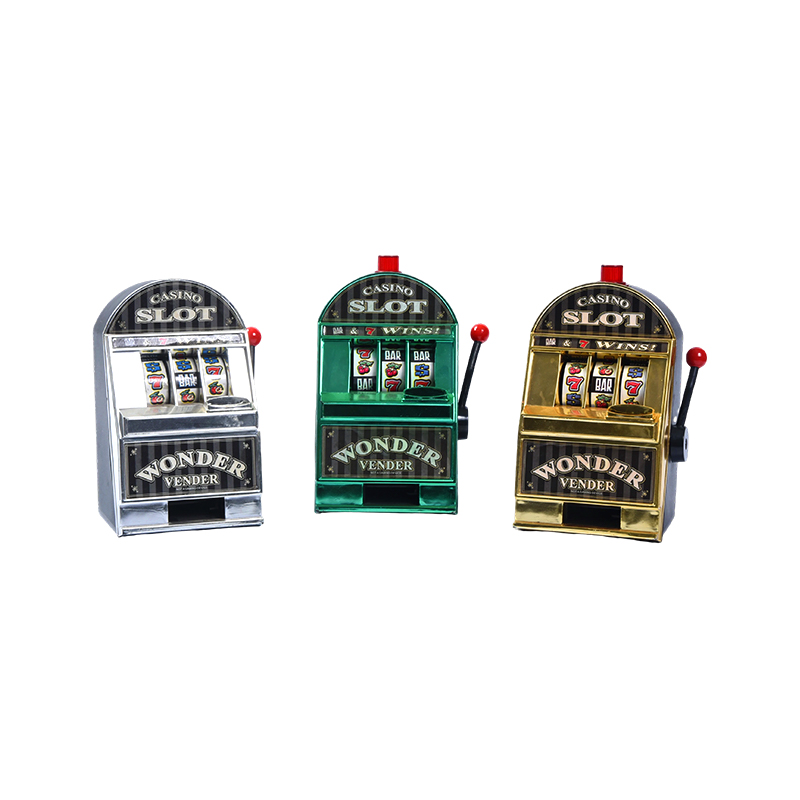 Vintage-tyylinen miniatyyrikasino yksikätinen bandit – kolmen setti (hopea, vihreä, kulta)