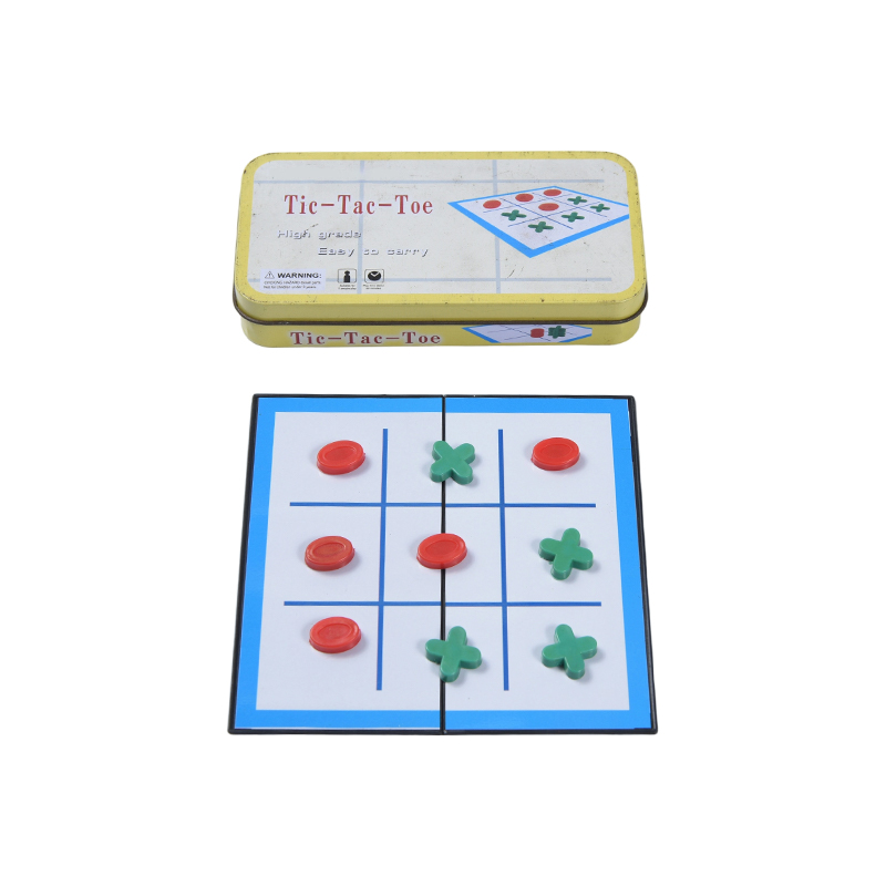Keltainen metallipelti kannettava Tic-Tac-Toe -peli