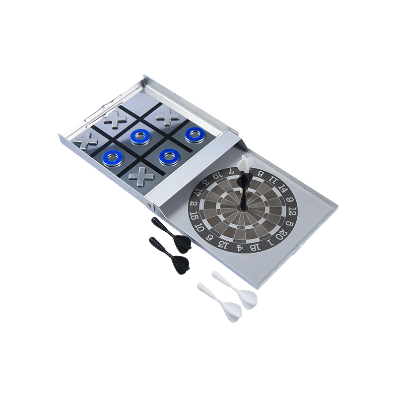 Kannettava metallikotelo Edition Magnetic Dart ja Tic-Tac-Toe -yhdistelmäpeli