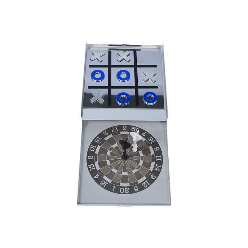 Kannettava metallikotelo Edition Magnetic Dart ja Tic-Tac-Toe -yhdistelmäpeli