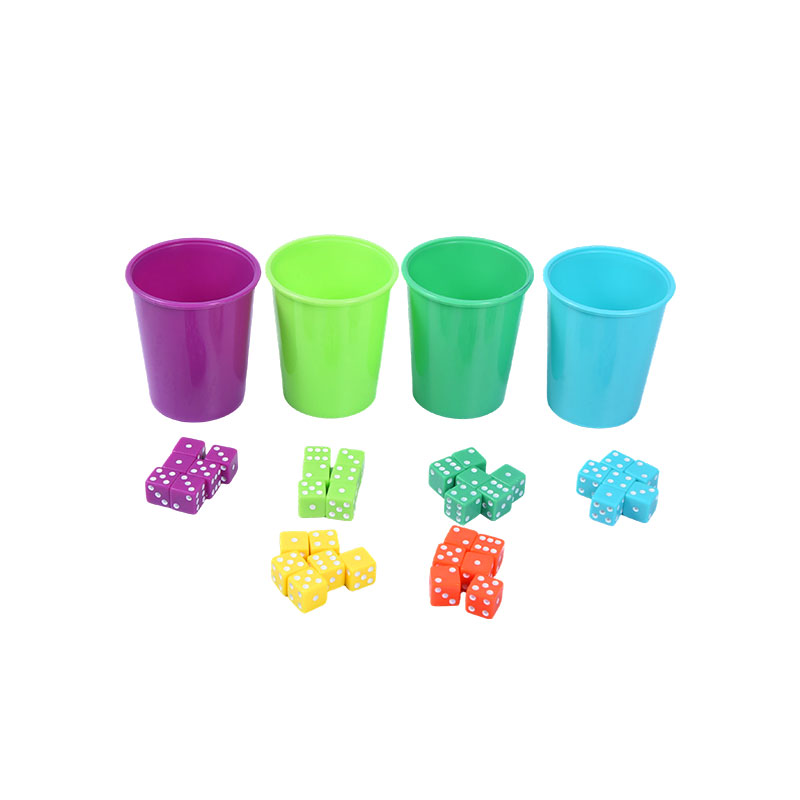 Värikkäät muoviset kupit ja noppasetti – Vibrant Party tai Game Set