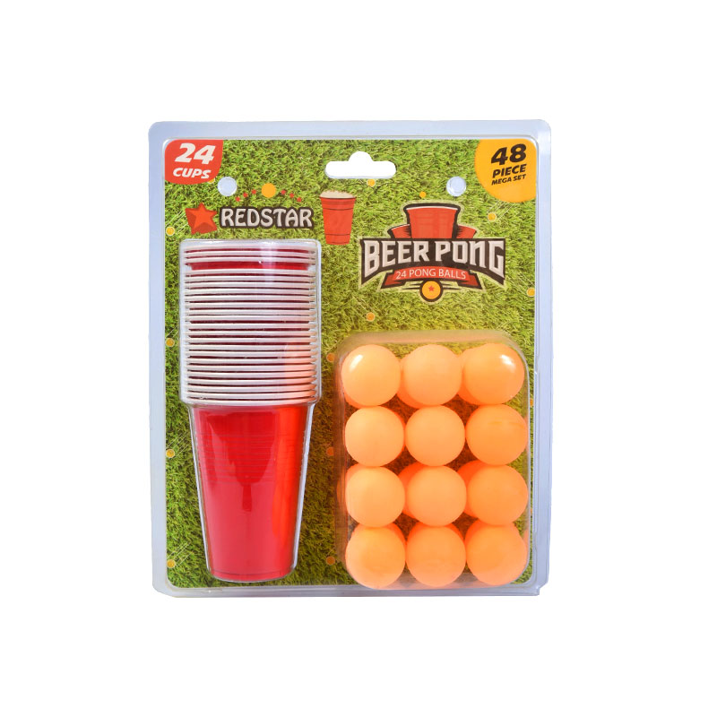 Redstar Beer Pong Set - 24 kuppia ja 24 pongpalloa (48-osainen mega-setti)
